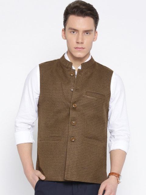 

Fort Collins Brown Checked Nehru Jacket