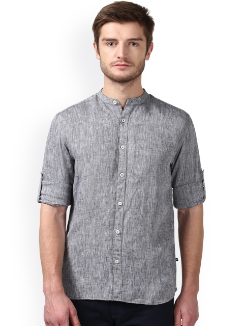 

Parx Men Grey Slim Fit Self-Design Casual Linen Shirt