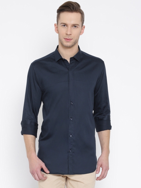 

DENNISON Men Navy Blue Comfort Slim Fit Solid Casual Shirt