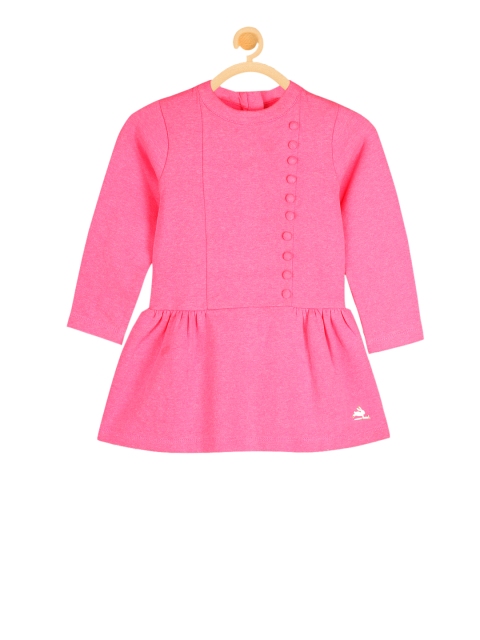 

Cherry Crumble Girls Pink Solid Fit and Flare Dress