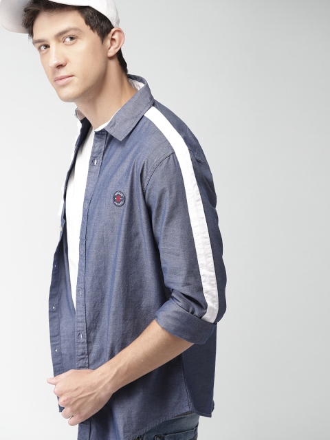 

Harvard Men Blue Slim Fit Solid Casual Shirt