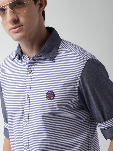 

Harvard Men Blue & White Striped Slim Fit Casual Shirt