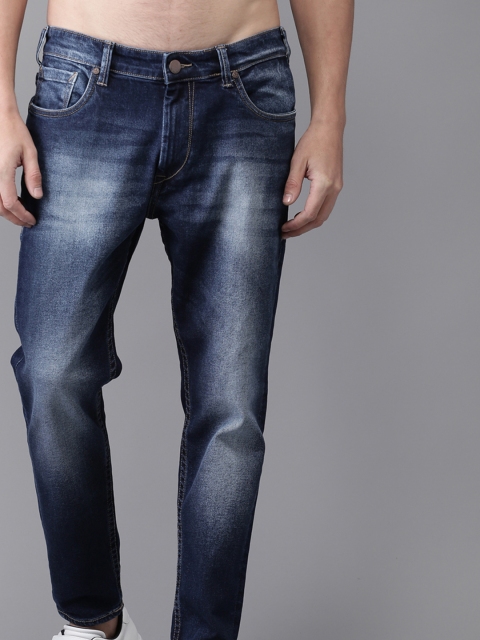 

HERE&NOW Men Blue Slim Fit Cropped Mid-Rise Clean Look Stretchable Jeans
