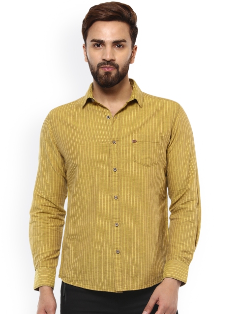 

Mufti Men Mustard Slim Fit Striped Casual Shirt