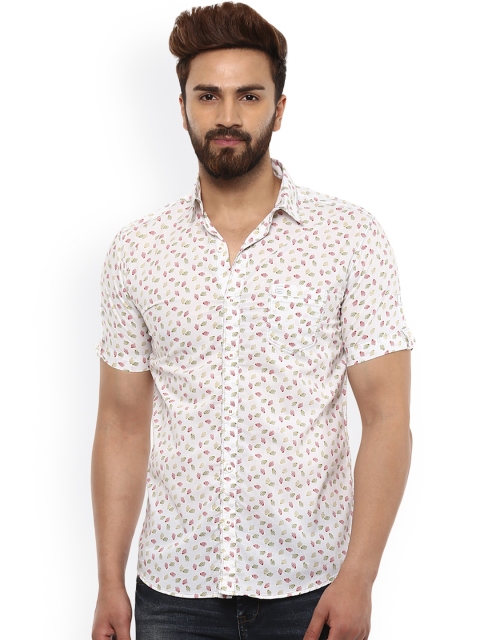 

Mufti Men Red & White Slim Fit Printed Casual Shirt
