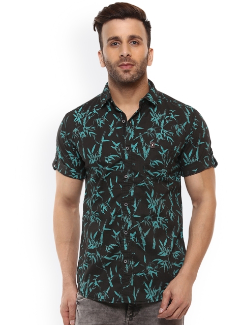 

Mufti Men Green & Black Slim Fit Printed Casual Shirt