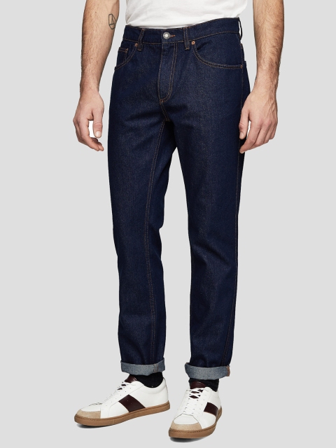 

MANGO MAN Navy Blue Straight Fit Mid-Rise Clean Look Jeans
