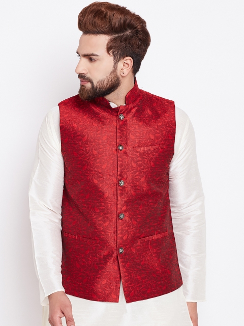 

SOJANYA Maroon Woven Design Nehru Jacket