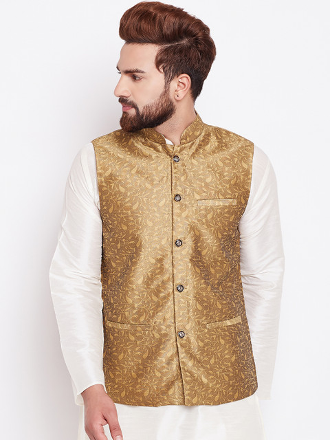 

SOJANYA Gold-Toned Woven Design Nehru Jacket