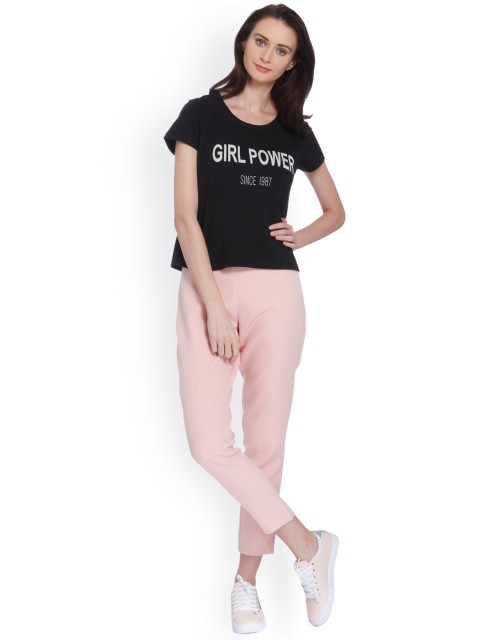 

Vero Moda Women Black Printed Pure Cotton Top