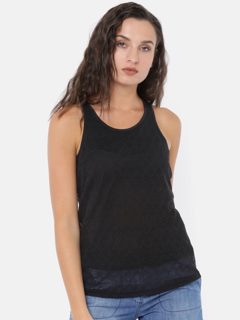 

Vero Moda Women Black Self-Design Tank Top
