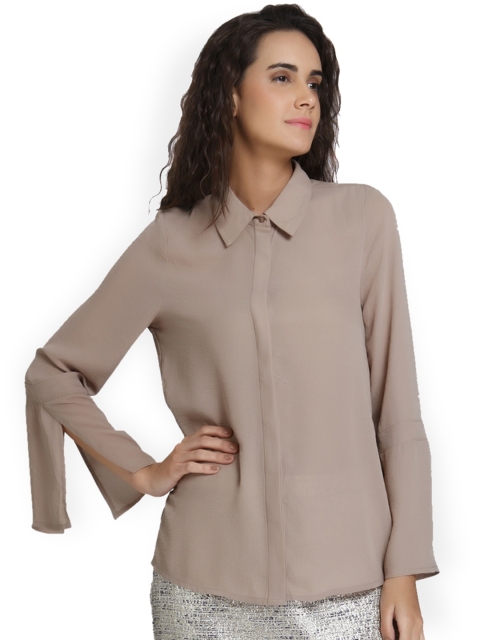 

Vero Moda Women Taupe Regular Fit Solid Casual Shirt