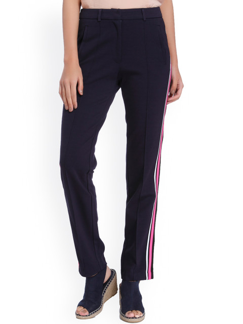 

Vero Moda Women Navy Blue Relaxed Regular Fit Solid Trousers