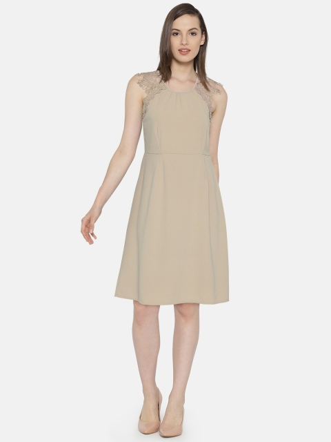 

Vero Moda Women Taupe Solid A-Line Dress