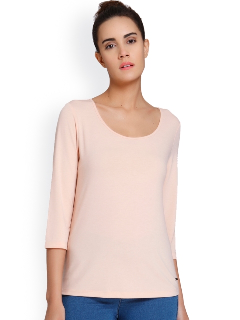 

Vero Moda Women Pink Solid Round Neck T-shirt