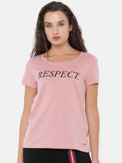 

Vero Moda Women Pink Printed Round Neck T-shirt