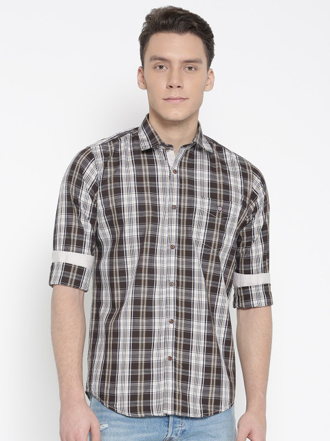 

Duke Stardust Men Brown & Off-White Checked Casual Shirt