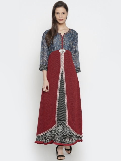 

Soch Women Red & Blue Printed Anarkali Kurta