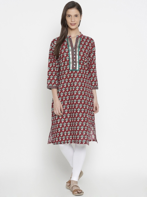 

Soch Women Red Printed A-Line Kurta