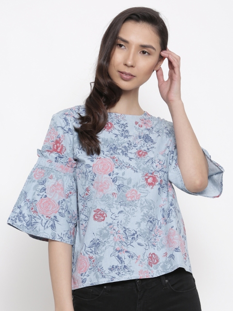 

Lee Cooper Women Blue Printed Top