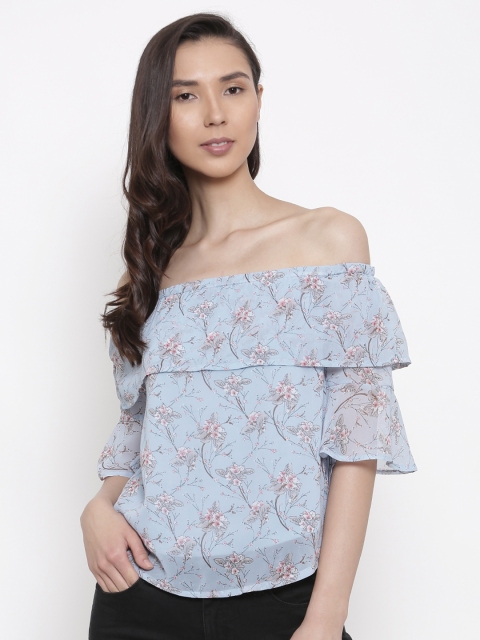 

Lee Cooper Women Blue Printed Bardot Top