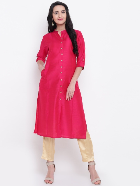 

Shree Women Pink Solid Straight Kurta
