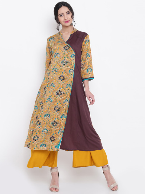 

Shree Women Beige & Brown Printed A-Line Kurta