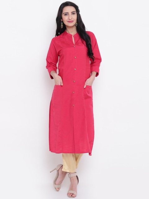 

Shree Women Pink Solid Straight Kurta