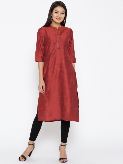 

Shree Women Rust Orange Solid Straight Kurta