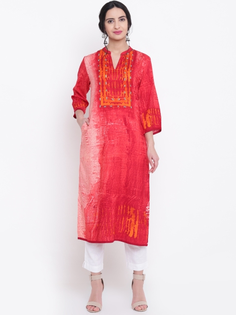 

Shree Women Red Printed Straight Kurta