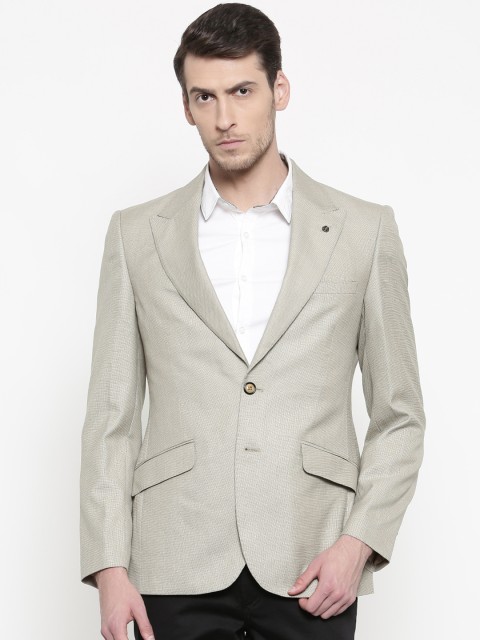 

Raymond Men Beige Self-Design Slim Italian Cut Single-Breasted Formal Blazer