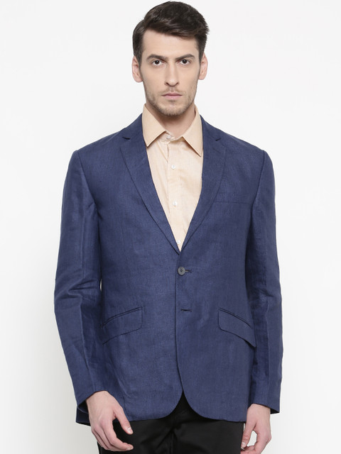 

Raymond Blue Solid Slim Fit Smart Casual Single-Breasted Linen Blazer