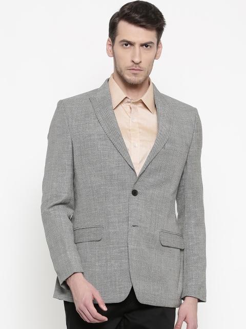 

Raymond Black & White Self-Design Tailored Contemporary Fit Single-Breasted Formal Blazer