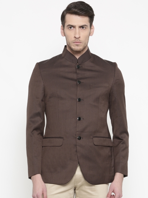 

Raymond Brown Self Design Single-Breasted Slim Fit Ethnic Bandhgala Blazer