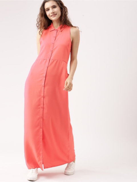 

DressBerry Women Coral Solid Shirt Dress
