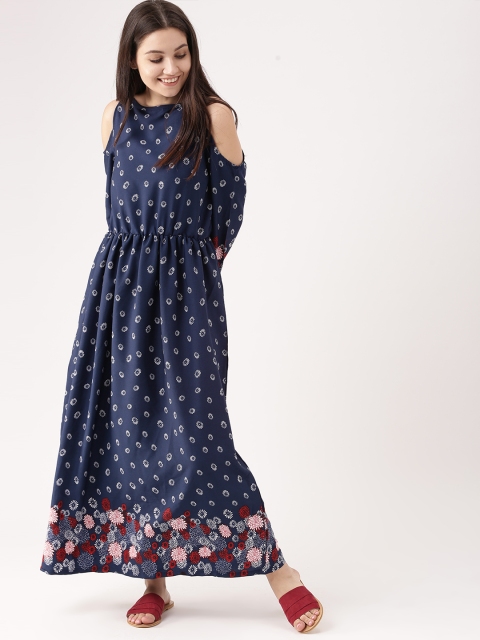 

DressBerry Women Navy Blue Printed A-Line Dress