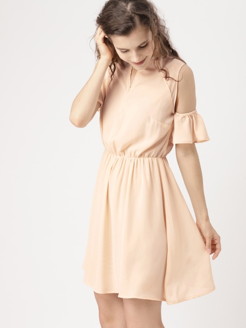 

DressBerry Women Peach-Coloured Solid A-Line Dress