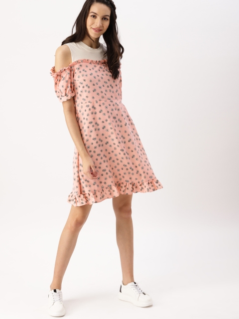 

DressBerry Women Pink Printed A-Line Dress