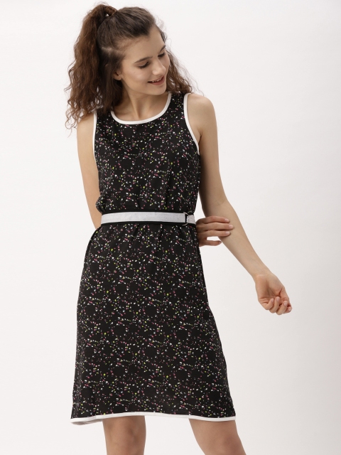 

DressBerry Women Black Printed A-Line Dress