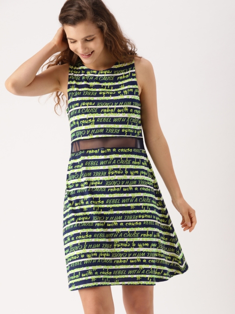 

DressBerry Women Navy Blue Printed A-Line Dress