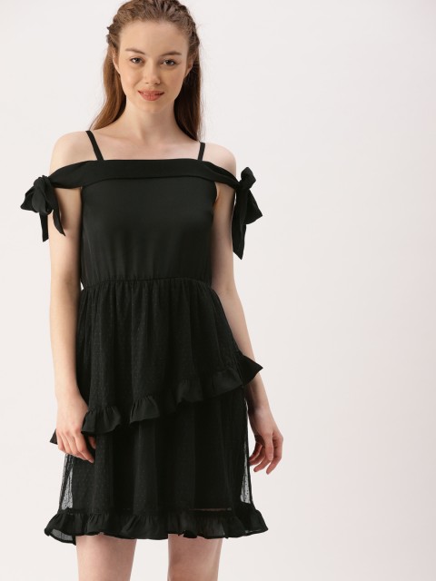 

DressBerry Women Black Solid Fit and Flare Dress