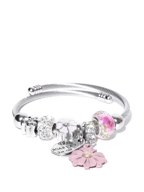 

Golden Peacock Silver-Toned & Pink Charm Bracelet