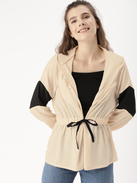 

DressBerry Peach-Coloured Solid Tie-Up Shrug