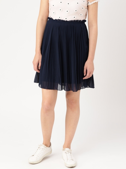 

DressBerry Navy Pleated A-Line Skirt, Navy blue