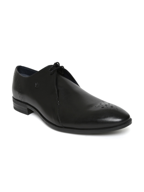 

Louis Philippe Men Black Leather Hand-Painted Derbys