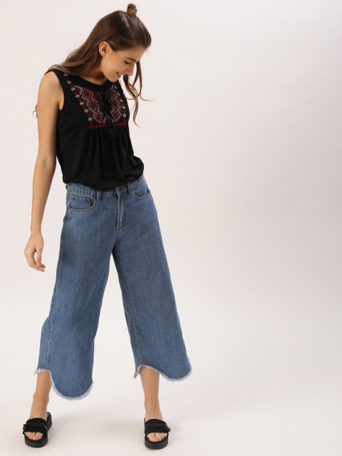 

DressBerry Women Black Self Design Top