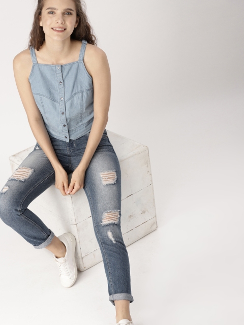 

DressBerry Women Blue Solid Top