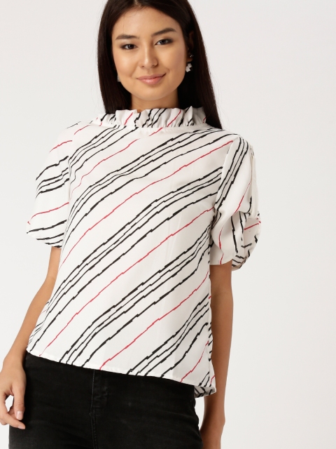 

DressBerry Women White & Black Striped Top