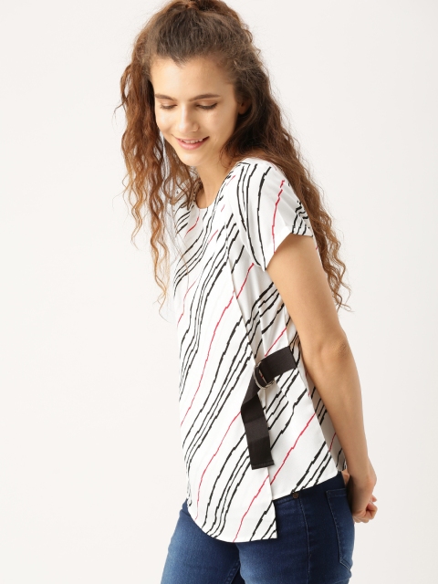 

DressBerry Women Off-White Striped Top