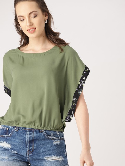 

DressBerry Women Olive Green Solid Kaftan Top